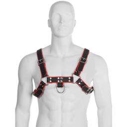 LEATHER BODY CHAIN HARNESS III BLACK RED