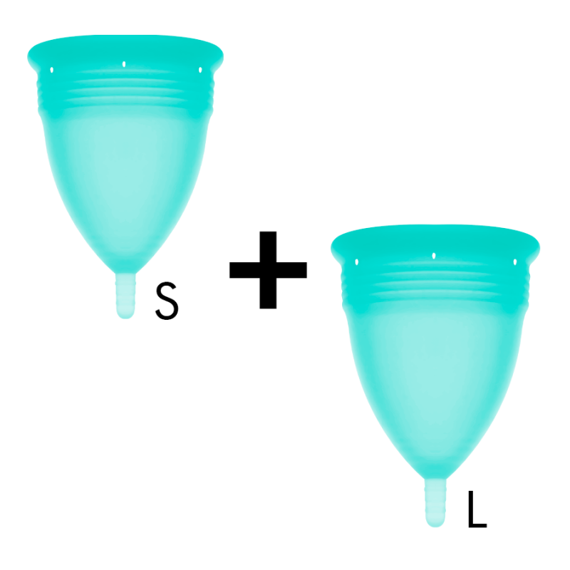 STERCUP PACK COPA MENSTRUAL SILICONA FDA TALLA S TALLA L AQUAMARINA