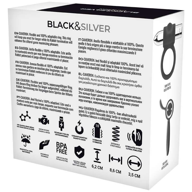 BLACKSILVER CAMERON ANILLO RECARGABLE 10V SILVER