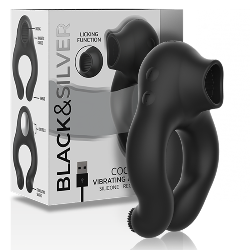BLACKSILVER ANILLO VIBRADOR SILICONA RECARGABLE NEGRO
