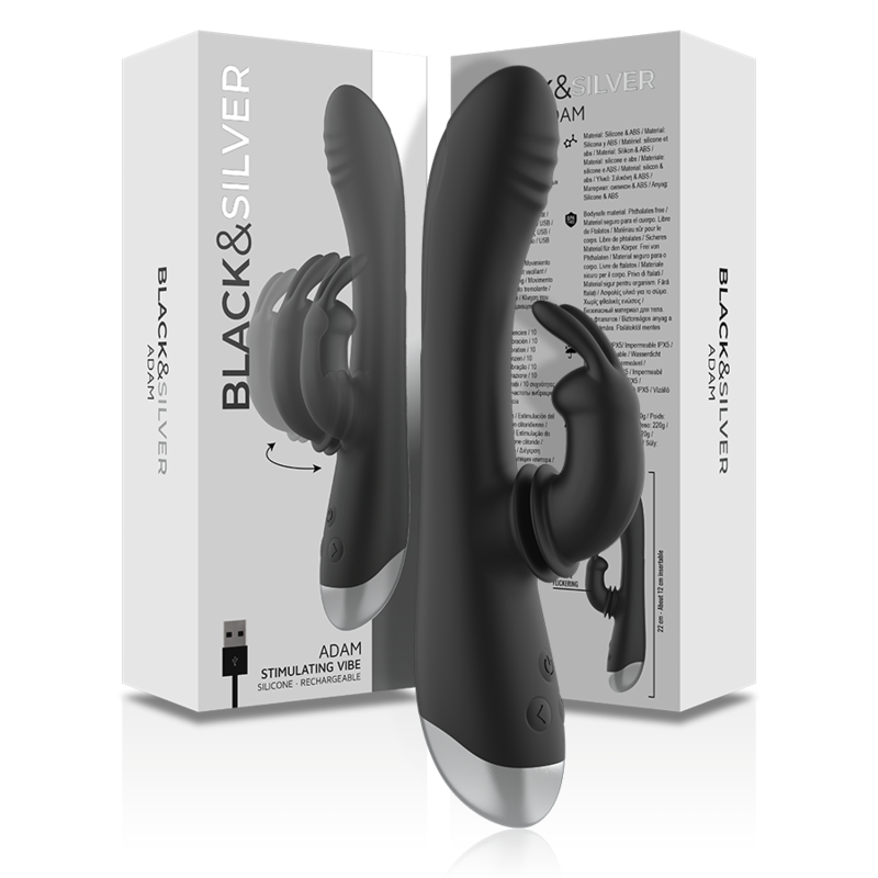 BLACKSILVER ADAM ESTIMULADOR RABBIT SILICONA RECARGABLE NEGRO