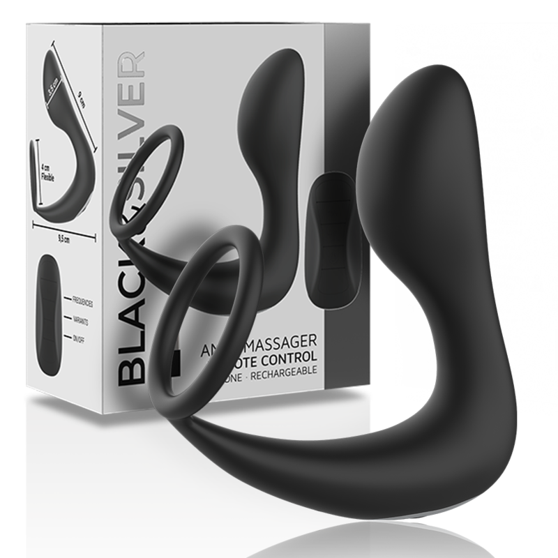BLACKSILVER MASAJEADOR ANAL CONTROL REMOTO SILICONA RECARGABLE NEGRO