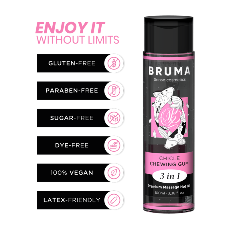 BRUMA ACEITE DE MASAJE PREMIUM EFECTO CALOR SABOR CHICLE 3 EN 1