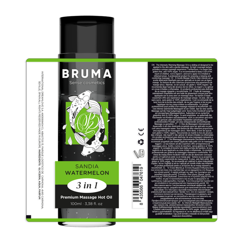 BRUMA ACEITE DE MASAJE PREMIUM EFECTO CALOR SABOR SANDiA 3 EN 1