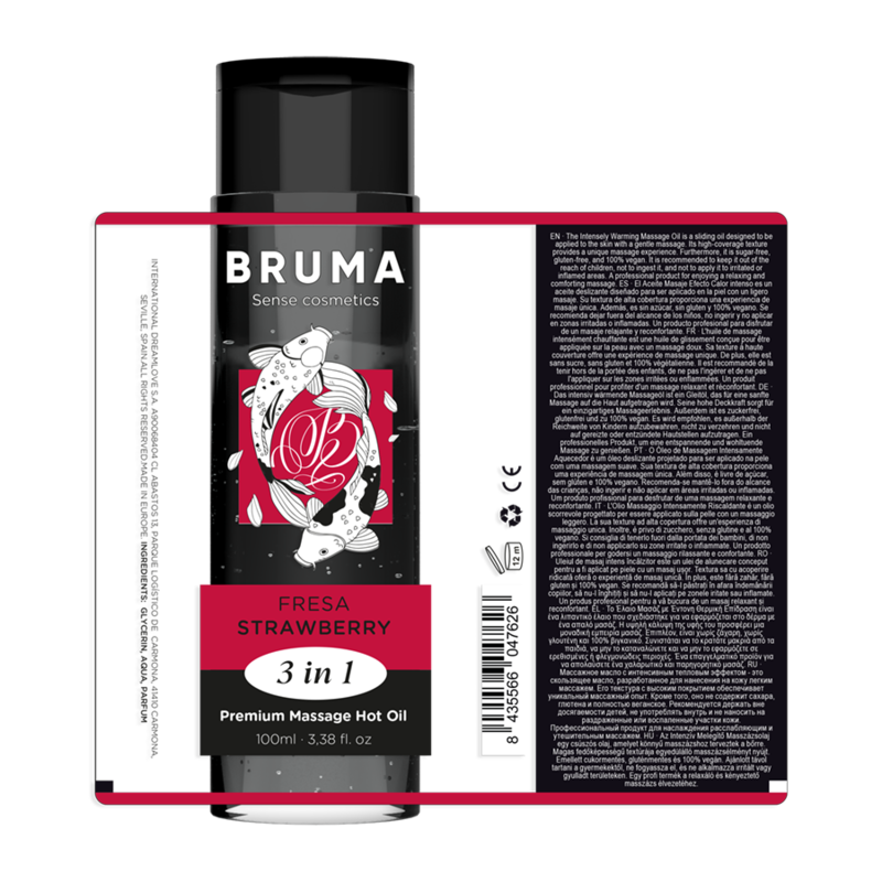 BRUMA ACEITE DE MASAJE PREMIUM EFECTO CALOR SABOR FRESA 3 EN 1