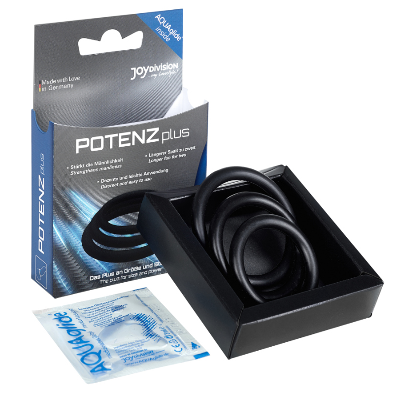 JOYDIVISION POTENZDUO PLUS PACK 3 ANILLOS PARA PENE NEGRO S M L