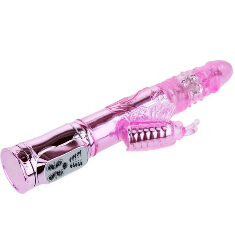 BAILE VIBRADOR RECARGABLE CON ROTACION Y ESTIMULADOR THROBBING BUTTERF