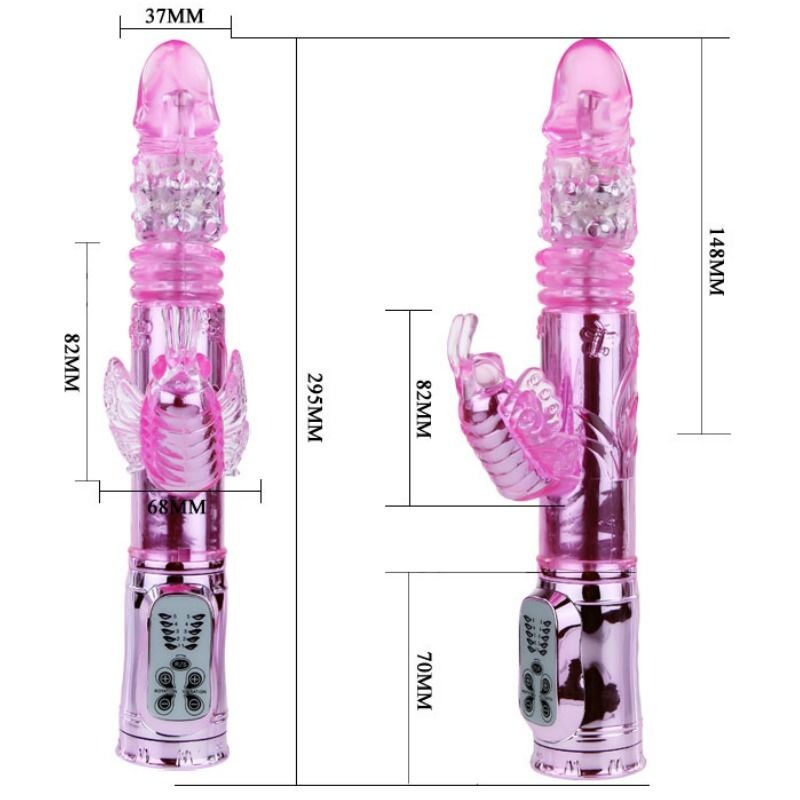 BAILE VIBRADOR RECARGABLE CON ROTACION Y ESTIMULADOR THROBBING BUTTERF