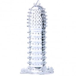 BAILE FUNDA PARA PENE CON PUNTOS ESTIMULANTES TRANSPARENTE 14 CM