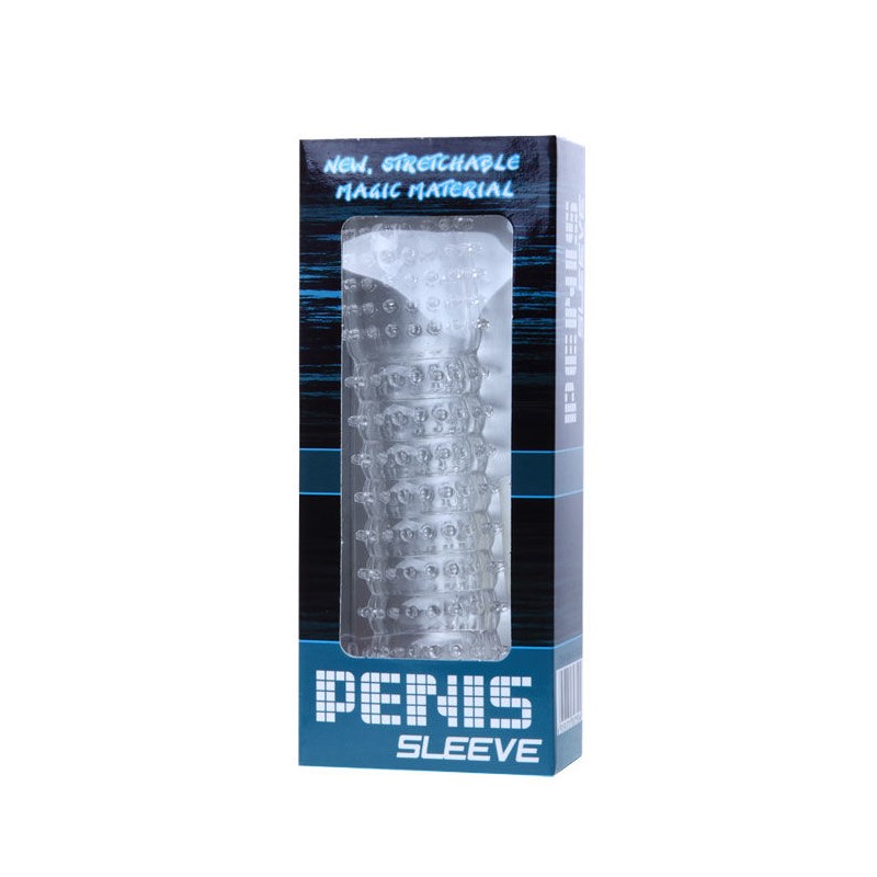 BAILE FUNDA PARA PENE CON PUNTOS ESTIMULANTES TRANSPARENTE 14 CM