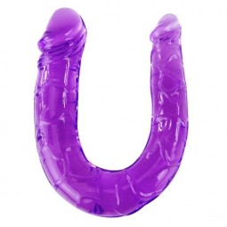 BAILE DILDO DOBLE EN GELATINA FLEXIBLE LILA