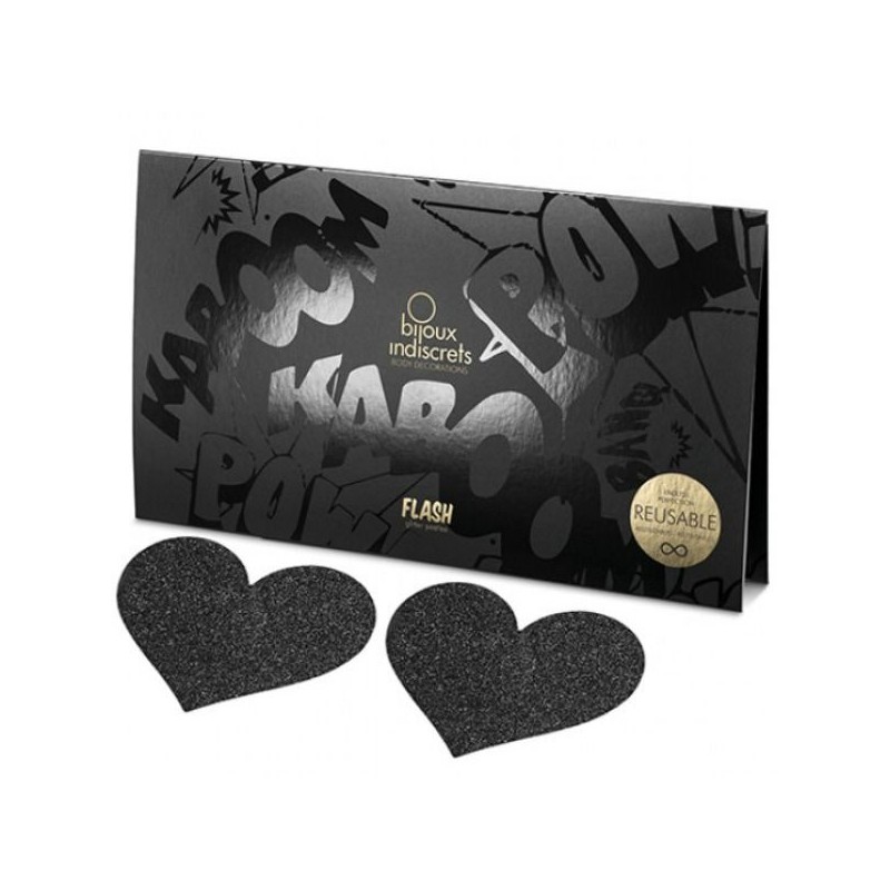 BIJOUX INDISCRETS PEZONERAS FLASH CORAZoN NEGRO