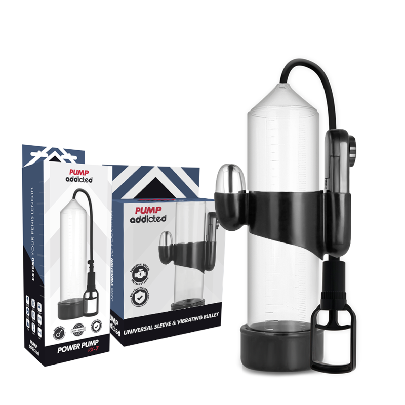 PUMP ADDICTED BOMBA ERECCIoN RX7 TRANSPARENTE CON VIBRADOR