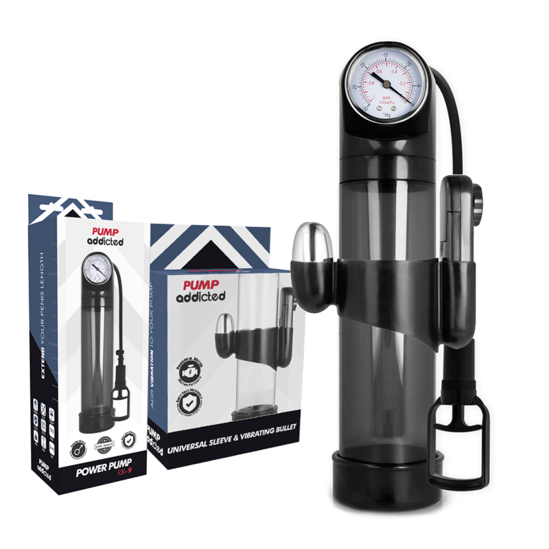 PUMP ADDICTED BOMBA ERECCIoN RX9 NEGRO CON VIBRADOR