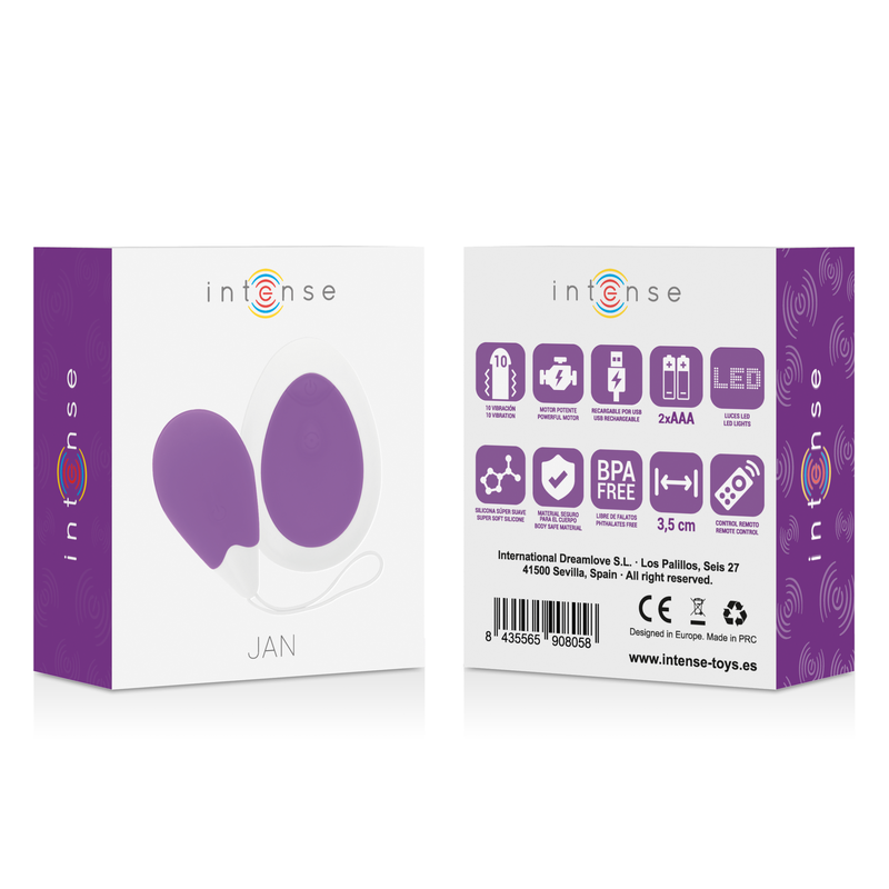 INTENSE JAN HUEVO VIBRADOR CONTROL REMOTO LILA