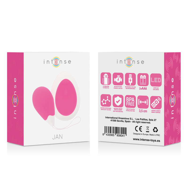 INTENSE JAN HUEVO VIBRADOR CONTROL REMOTO ROSA