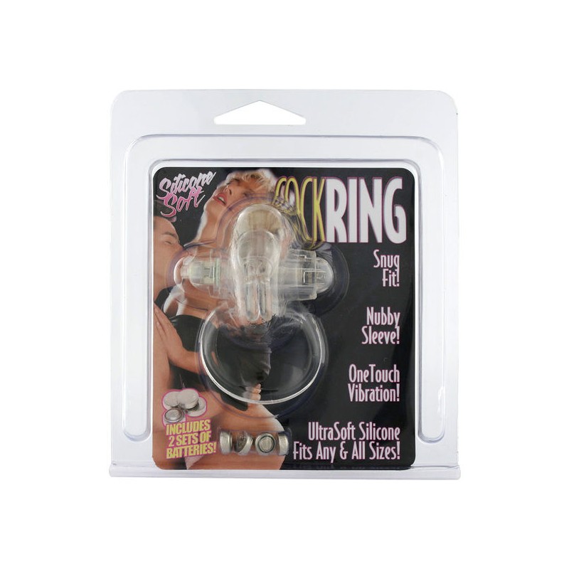 SEVEN CREATIONS ANILLO VIBRADOR DE SILICONA TRANSPARENTE