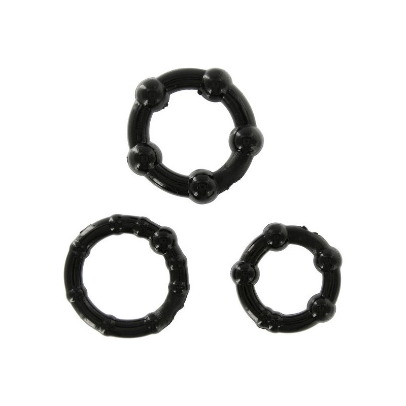 SEVEN CREATIONS JUEGO TRES ANILLOS PENE NEGRO