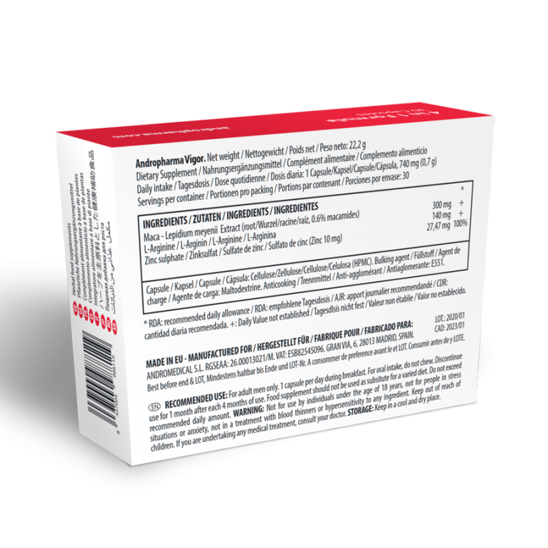 ANDROPHARMA VIGOR SUPLEMENTO POTENCIADOR LiBIDO