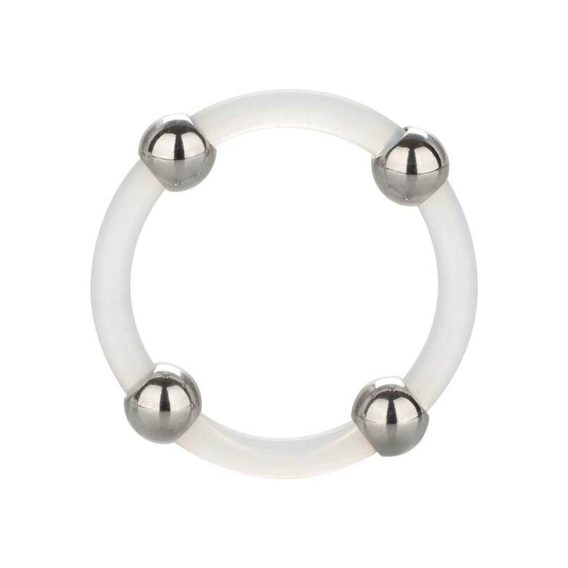 CALEXOTICS ANILLO DE SILICONA CON CUENTAS DE ACERO TALLA L