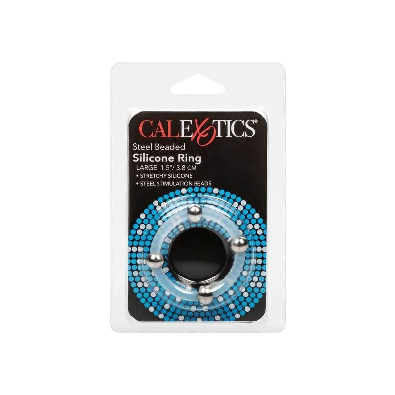 CALEXOTICS ANILLO DE SILICONA CON CUENTAS DE ACERO TALLA L