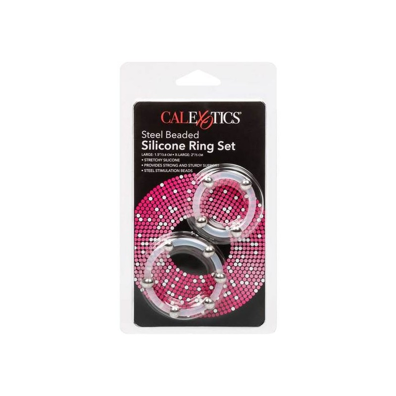 CALEXOTICS KIT DE 2 UDS ANILLO DE SILICONA CON CUENTAS DE ACERO