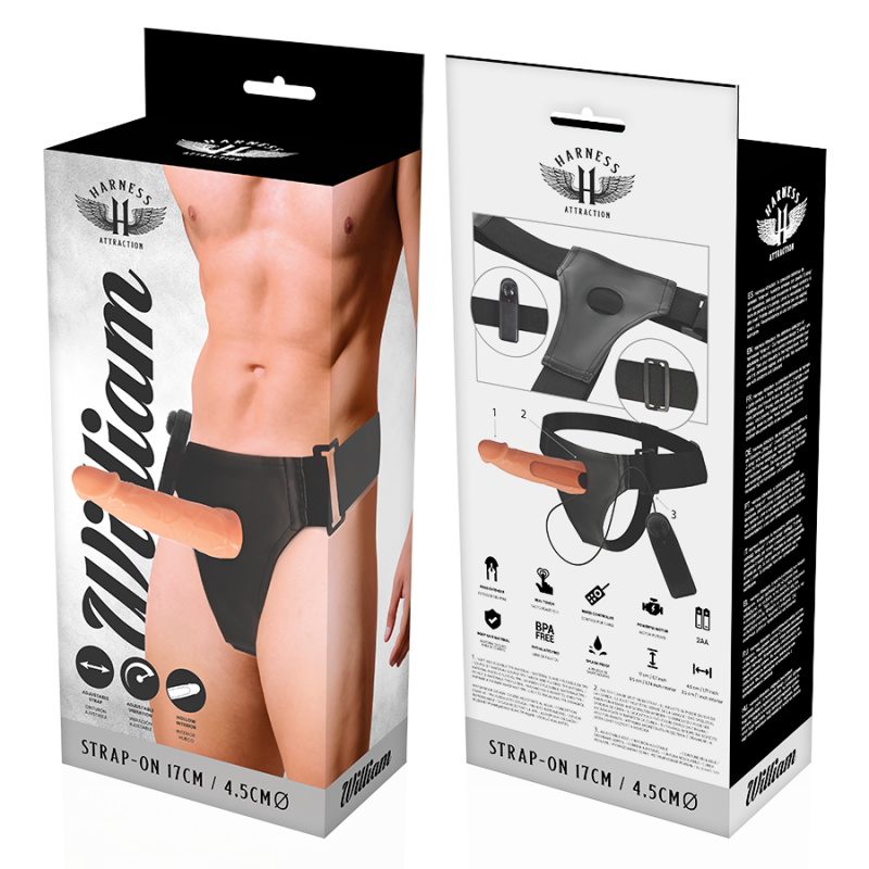HARNESS ATTRACTION RNES HUECO WILLIAN CON VIBRADOR 17 CM O 45 CM