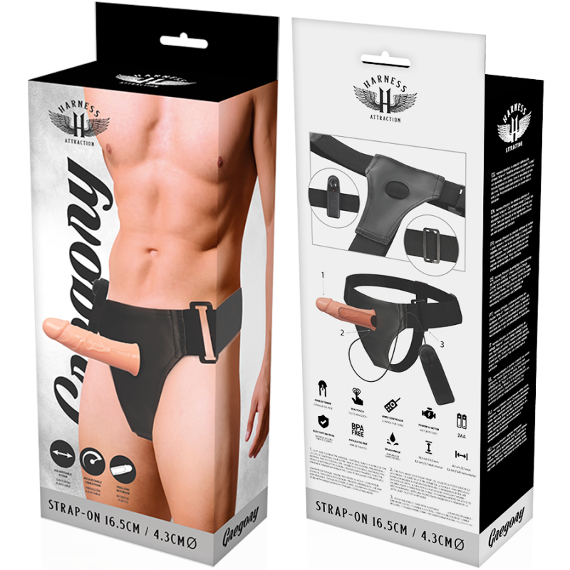HARNESS ATTRACTION RNES HUECO GREGORY CON VIBRADOR 165 CM O 43 CM