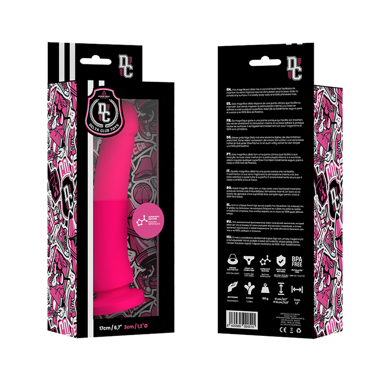 DELTA CLUB TOYS DILDO ROSA SILICONA MEDICA 17 CM O 3 CM