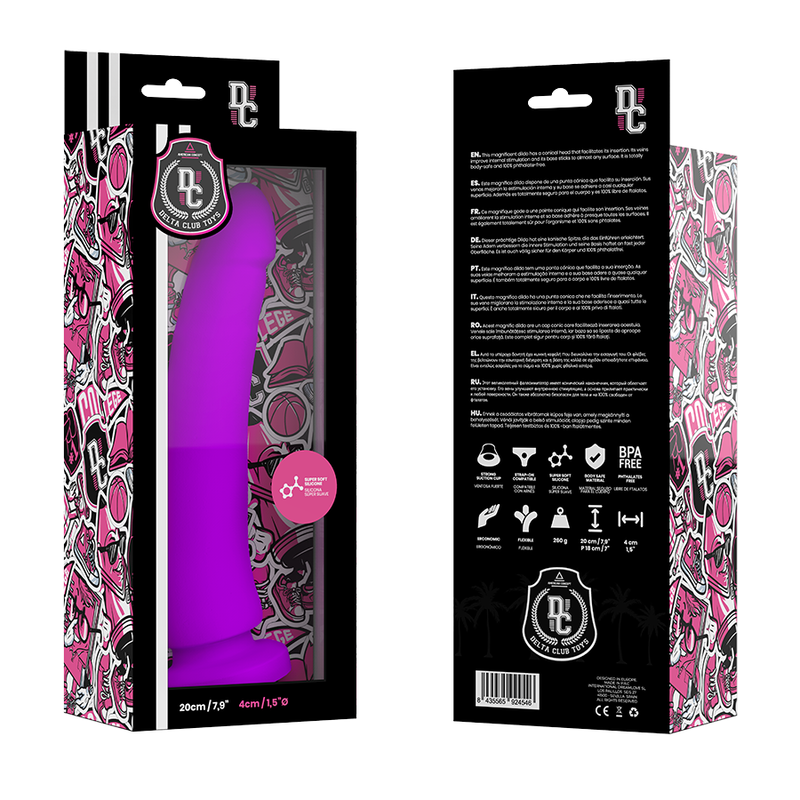 DELTA CLUB TOYS DILDO LILA SILICONA MEDICA 20 CM O 4 CM