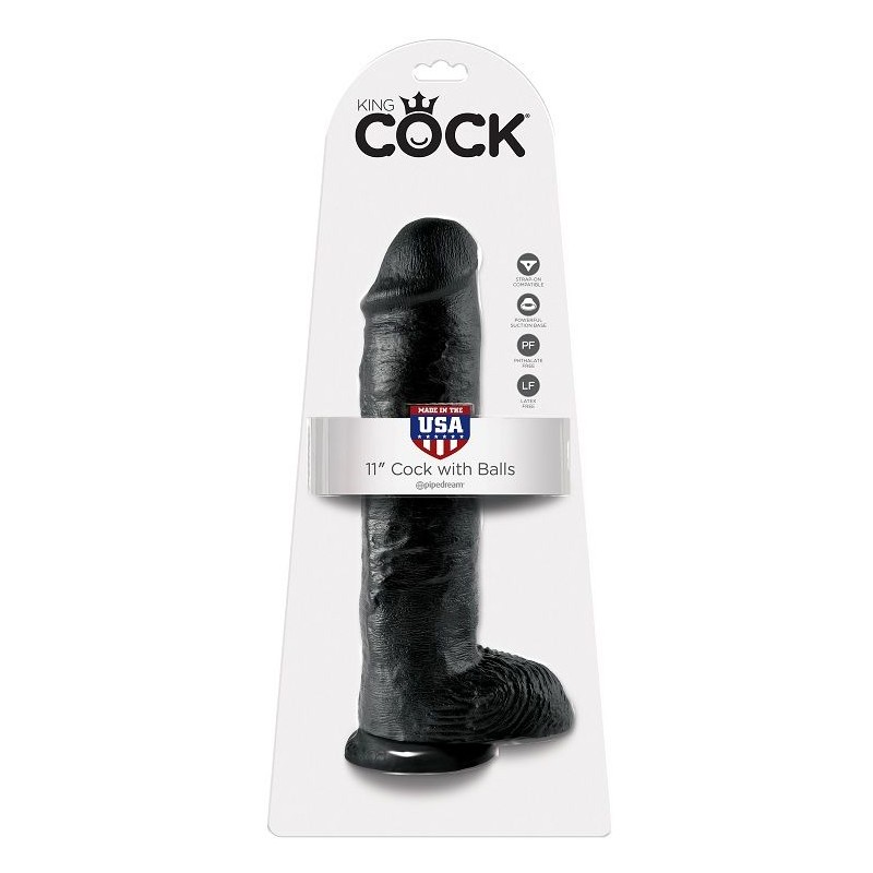 KING COCK 11 PENE REALISTICO NEGRO 28 CM