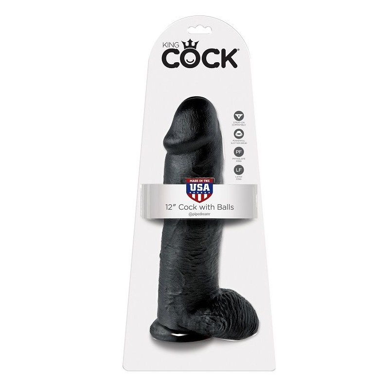 KING COCK 12 PENE REALISTICO NEGRO 3048 CM