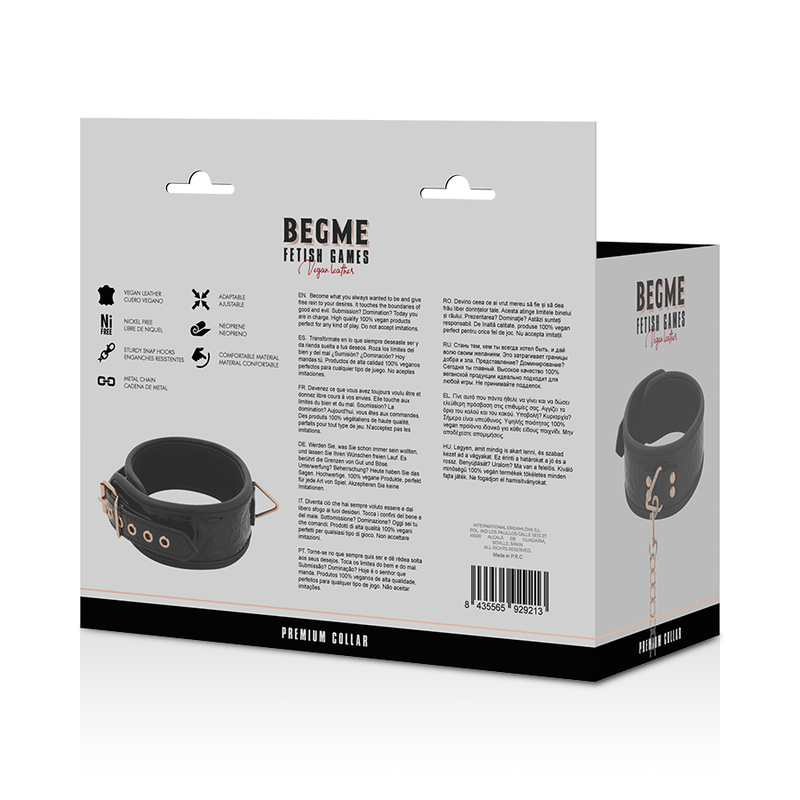 BEGME BLACK EDITION COLLAR CUERO VEGANO CON FORRO DE NEOPRENO