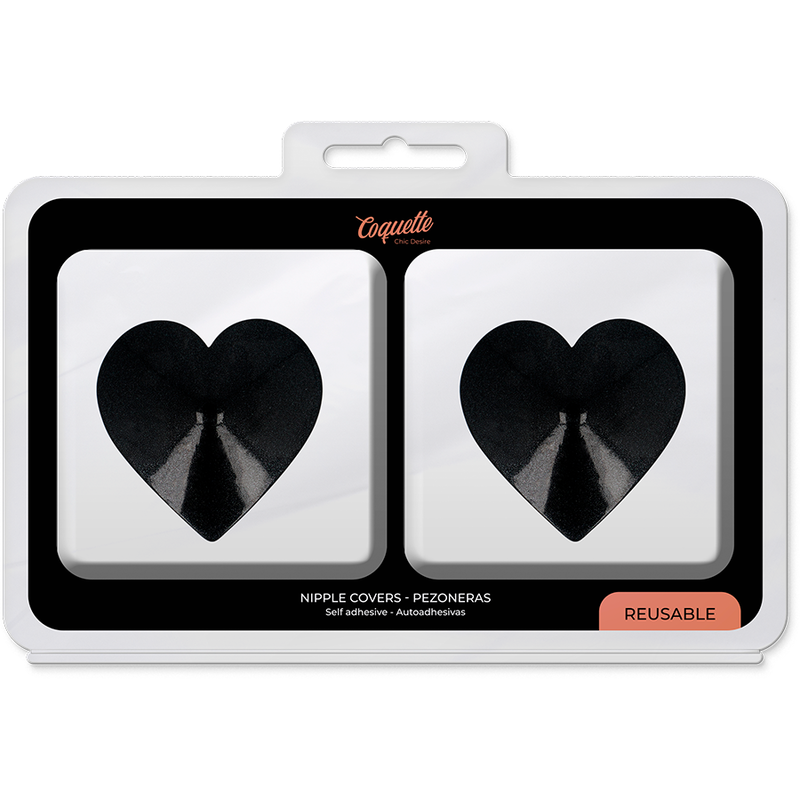 COQUETTE CHIC DESIRE CUBRE PEZONES CORAZONES NEGROS