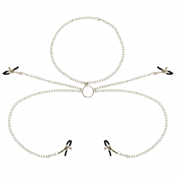 OHMAMA FETISH 4 PINZAS PEZONES CON COLLAR DE CADENAS