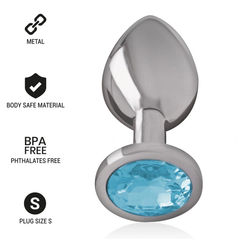 INTENSE PLUG ANAL METAL ALUMINIO CON CRISTAL AZUL TALLA S