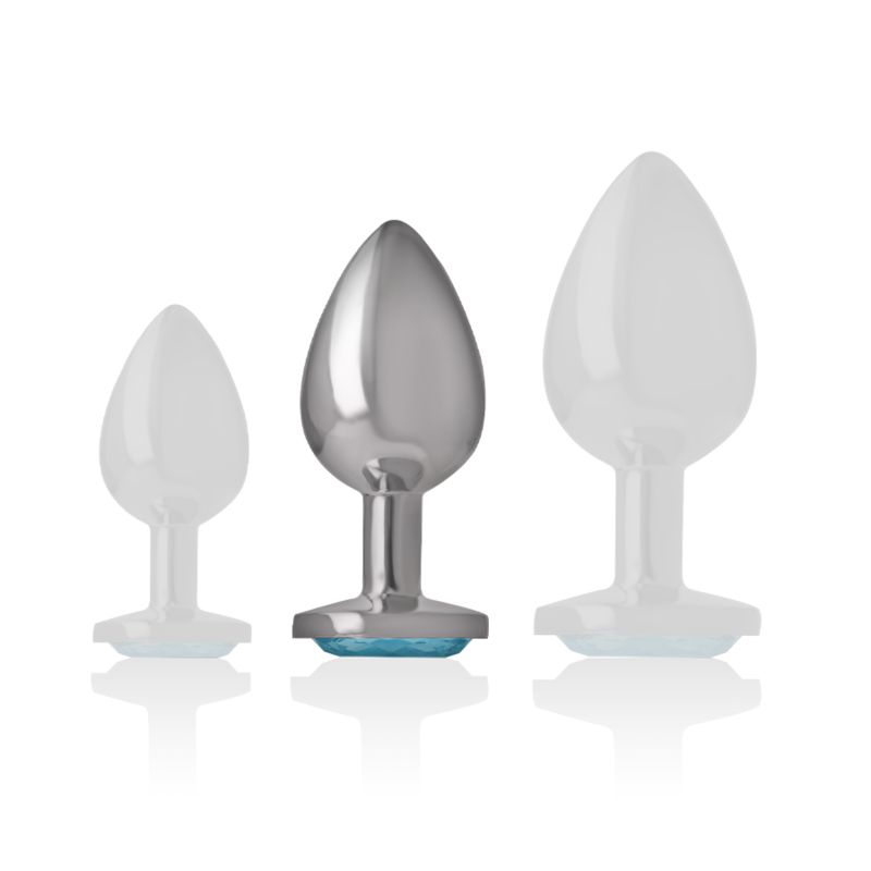 INTENSE PLUG ANAL METAL ALUMINIO CON CRISTAL AZUL TALLA M