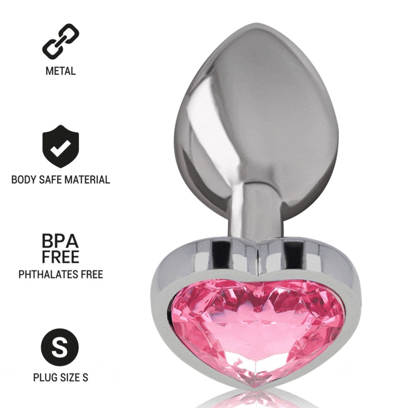 INTENSE PLUG ANAL METAL ALUMINIO CORAZoN ROSA TALLA S
