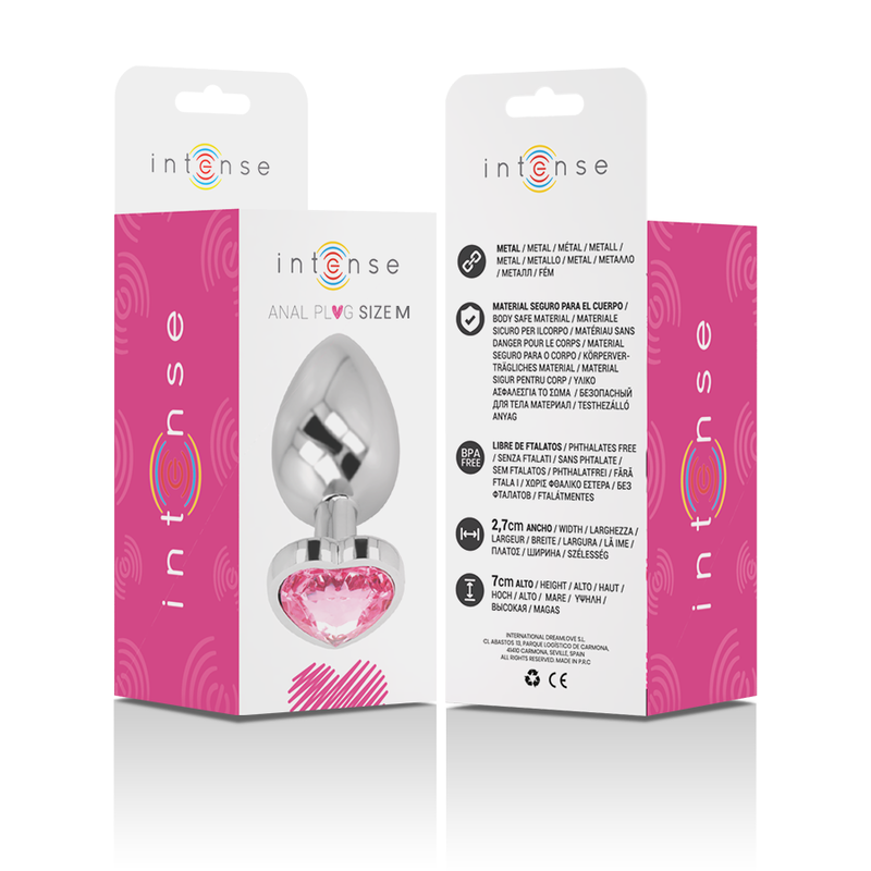 INTENSE PLUG ANAL METAL ALUMINIO CORAZoN ROSA TALLA M