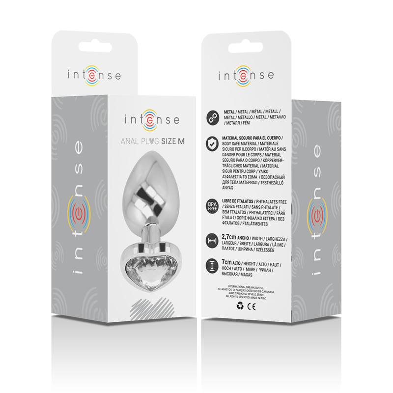 INTENSE PLUG ANAL METAL ALUMINIO CORAZoN BLANCO TALLA M