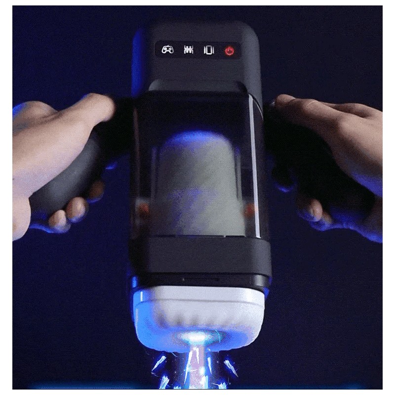 GAME CUP MASTURBADOR MASCULINO CON VIBRACIoN Y FUNCIoN CALOR CON SOPORTE PARA MoVILES NEGRO