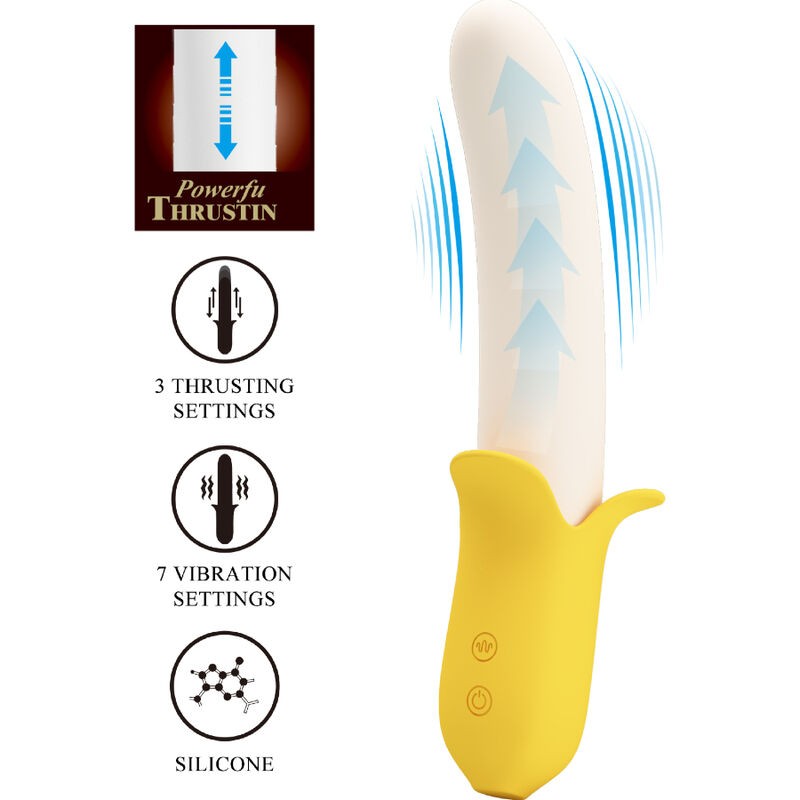 PRETTY LOVE BANANA GEEK SUPER POWER 7 VIBRACIONES UPDOWN SILICONA NEGRO