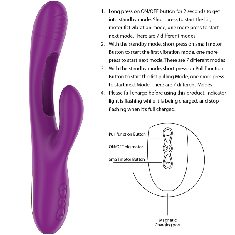 INTENSE APOLO VIBRADOR MULTIFUNCIoN RECARGABLE 7 VIBRACIONES CON LENGUA OSCILANTE MORADO