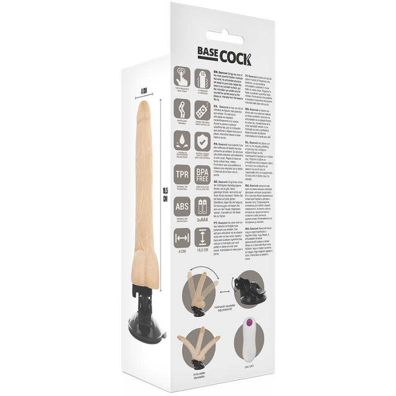 BASECOCK VIBRADOR ARTICULABLE CONTROL REMOTO NATURAL 185 CM O 4 CM