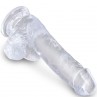 KING COCK CLEAR PENE REALISTICO CON TESTICULOS 135 CM TRANSPARENTE