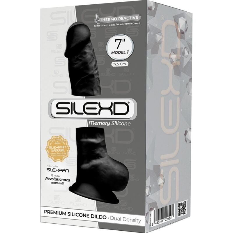 SILEXD MODELO 1 PENE REALISTICO SILICONA PREMIUM SILEXPAN NEGRO 175 CM