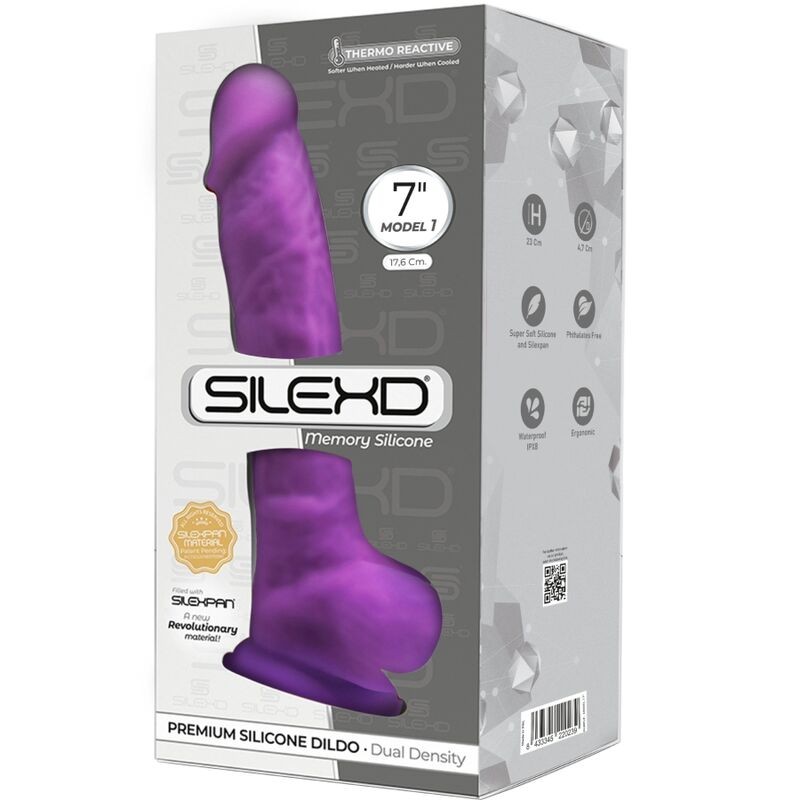 SILEXD MODELO 1 PENE REALISTICO SILICONA PREMIUM SILEXPAN VIOLETA 175 CM
