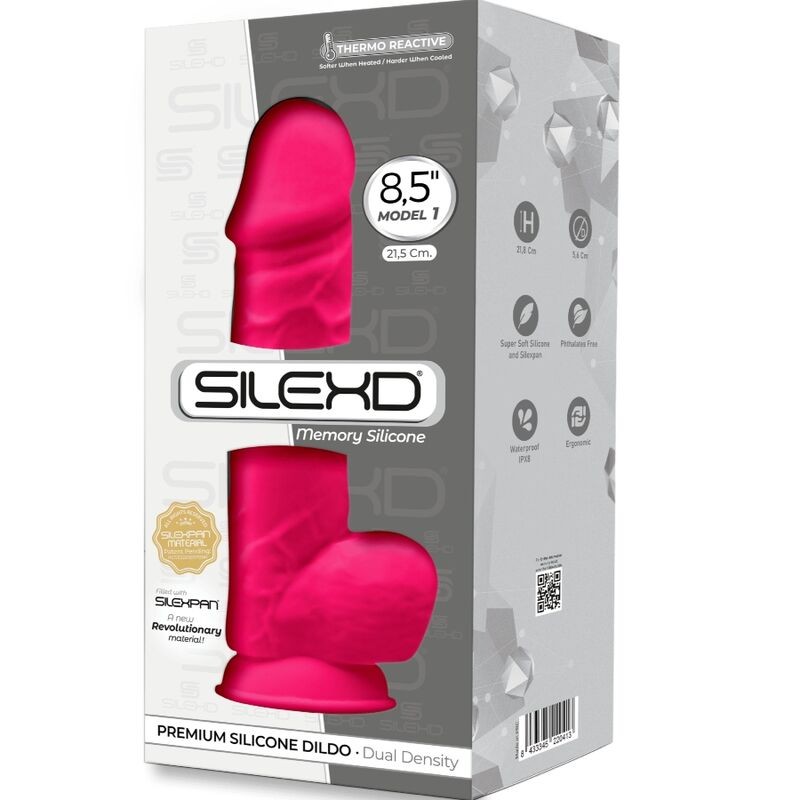 SILEXD MODELO 1 PENE REALISTICO SILICONA PREMIUM SILEXPAN FUCSIA 215 CM