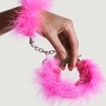 ADRIEN LASTIC ESPOSAS METAL CON PLUMAS ROSA