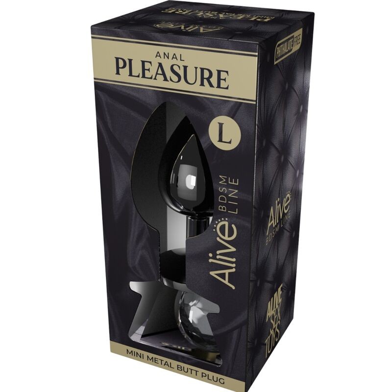 ALIVE ANAL PLEASURE MINI PLUG METAL NEGRO TALLA L